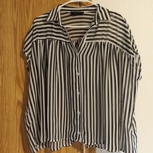 Oversized striped buttonup